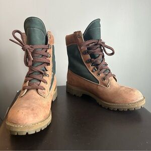 Browning Green & Brown Insulated Leather Lace Up Winter Boots